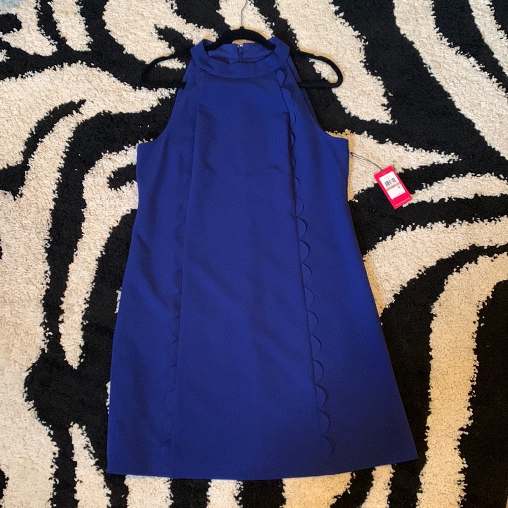 Royal blue Vince Camuto halter trapeze dress